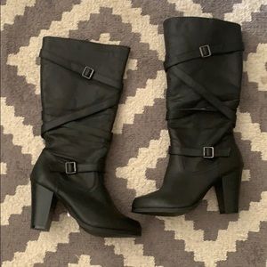 Charlotte Russe black calf high boots size 9